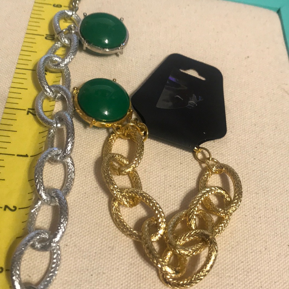 Vintage Green Bauble Silver/Gold Tone Bracelet